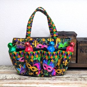 Hand Crafted Bingo/Tote Bag "Mardi Gras" 100% Cotton